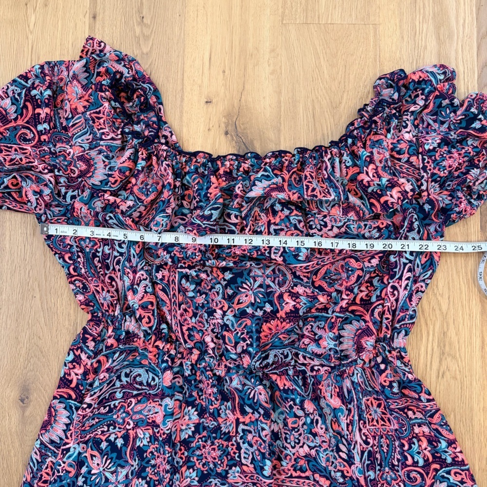 💐 Vibrant Paisley Maxi Dress with Ruffled Short Sleeves – Size 2X (Boutique) - Picture 5 of 6